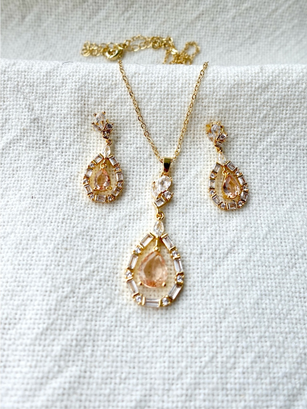 Baguette Cubic Zirconia Gold Filled Necklace set